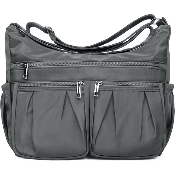 Women Grey-l Nylon Water Resistant Anti Theft Travel Crossbody Shoulder Bag - Picture 1 of 7